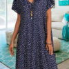 a dress with a loose cut with a short sleeve