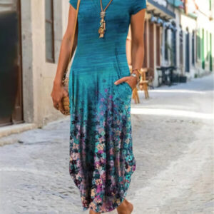 a medium length dress with print