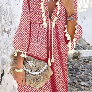 boho style dress with tassels and strings