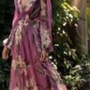 chiffon maxi dress with a neckline in the shape of the letters v