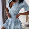 denim dress with a lock and frills