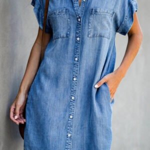 denim shirt dress with pockets