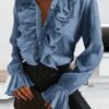 denim shirt with frills