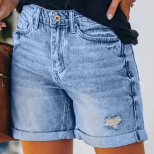 denim shorts with an extended leg