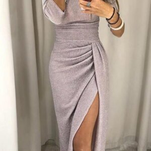 draped dress with an open brocade arm 3