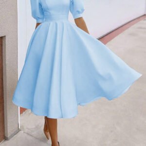 dress flared with short puffy sleeves