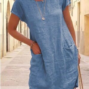 dress made of crushed material with pockets 2