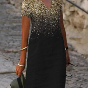 dress with a short sleeve with a classic cut with print 7