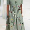 dress with a short sleeve with pleat 2