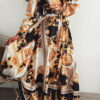 dress with a wide bottom and an envelope gora binded at the waist