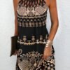 dress without sleeves with stripes on the neckline