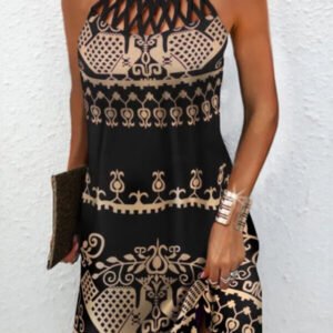 dress without sleeves with stripes on the neckline