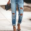 jeans with a simple cut with holes
