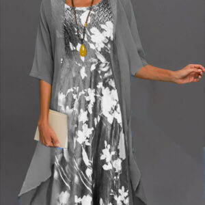 knee length dress with a flimsy cape 2