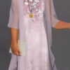 knee length dress with transparent cape 3