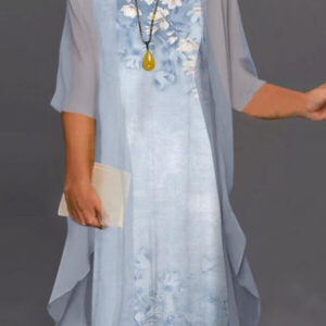 knee length dress with transparent cape
