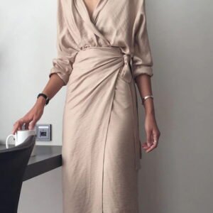knee length envelope dress