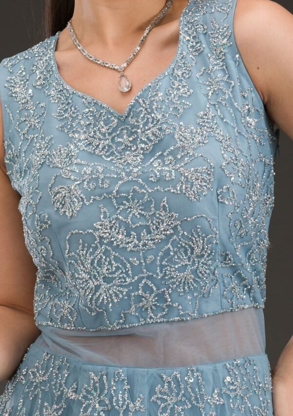 Grey Sequins Net Gown - Image 6