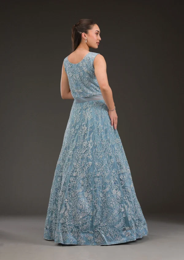 Grey Sequins Net Gown - Image 3