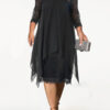 layered dress with lace sleeves
