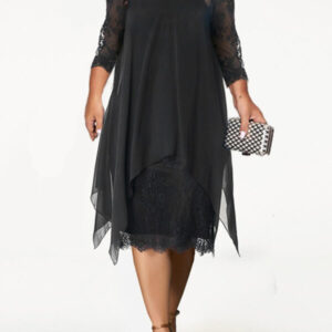 layered dress with lace sleeves