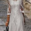 layered dress with transparent sleeves
