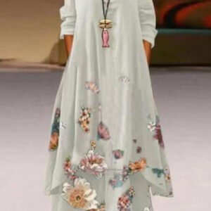 layered maxi dress with a loose cut 7