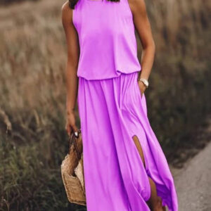 maxi bitch with a loose cut cut off in the belt 3