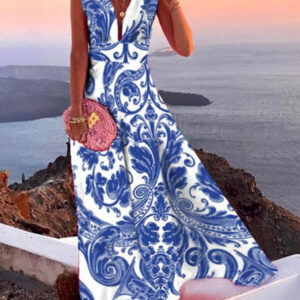 maxi dress with a deep neckline in the shape of the letter v