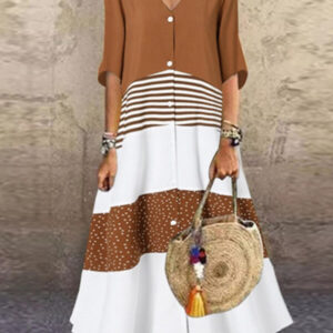 maxi dress with a loose cut buttoned buttons 2