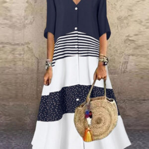 maxi dress with a loose cut buttoned buttons 3