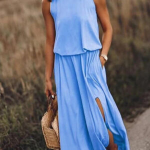 maxi dress with a loose cut with a lame belt 2