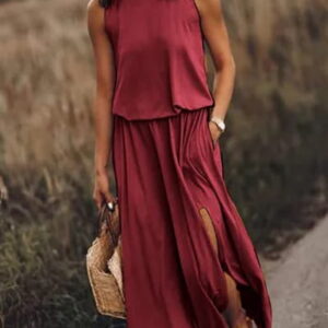 maxi dress with a loose cut with a lame belt 3