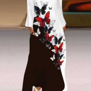 maxi dress with a loose cut with a long sleeve