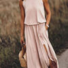 maxi dress with a loose cut with an underlined belt 5