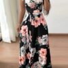 maxi dress with a short sleeve with a built in neckline