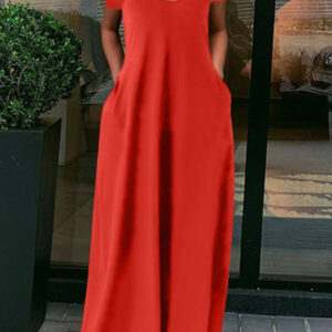 maxi dress with a short sleeve with pockets 9
