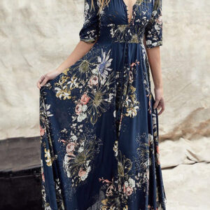 maxi dress with a stressed waist