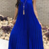 maxi dress with halter pleated neckline