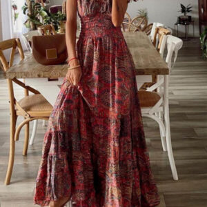 maxi dress with rubber at the waist