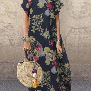 maxi dress with short loose sleeves