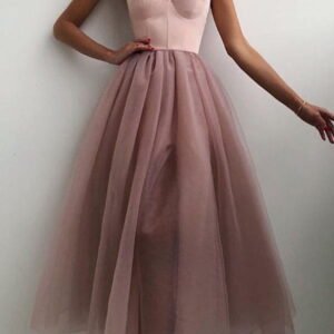 midi dress with a corset and tulle cans 2