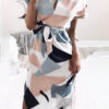 midi dress with a long shell neckline and binding