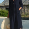 midi dress with a loose cut with buttons