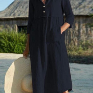 midi dress with a loose cut with buttons