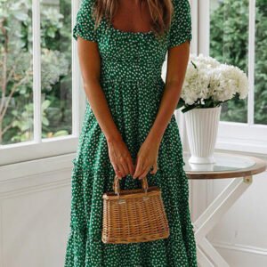 midi dress with a short sleeve with print 2