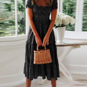 midi dress with a short sleeve with print