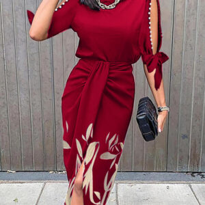 midi dress with trips on the shoulders decorated with pearl 3