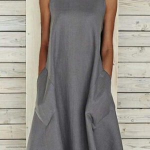 midi trapezoidal dress with large pockets 2