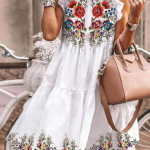 mini dress on ramechers with frills at the sleeves